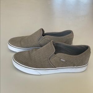 Vans Textured Khaki Slip-On Sneakers